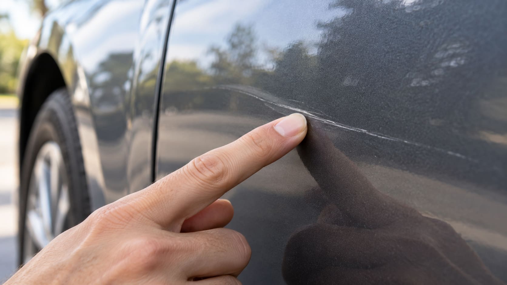 Test de la uña para comprobar la profundidad de un arañazo en el coche